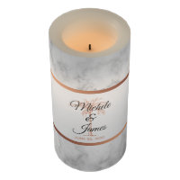 Elegant Gray Rose Gold Palm Trees Marble Wedding Flameless Candle
