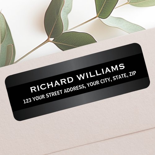 Elegant gray satin borders return address label