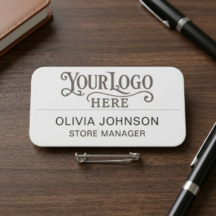 Elegant Gray Script Logo Business Name Tag
