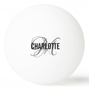 Elegant gray script monogram name   ping pong ball