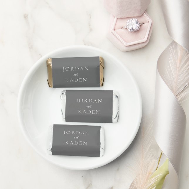 Elegant Gray Script Monogram Wedding Hershey's Miniatures (Wedding)