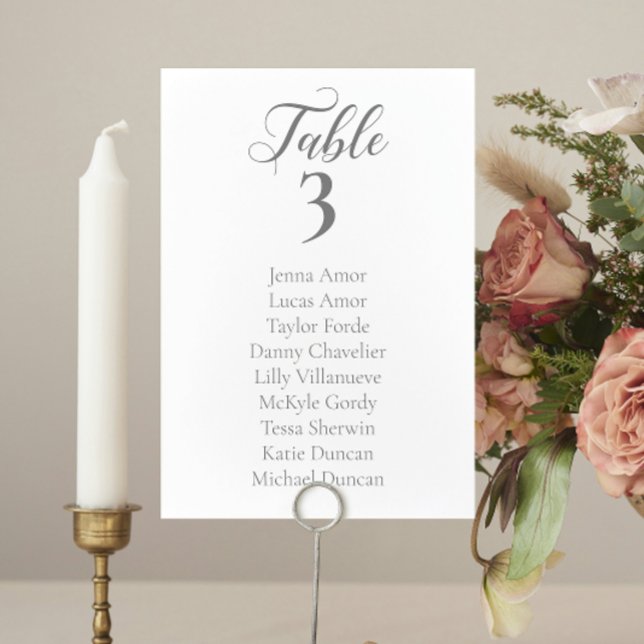 Elegant Gray Script Wedding Seating Chart Cards (Creator Uploaded)