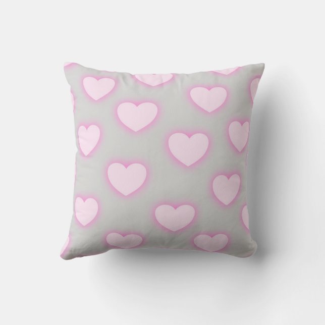 Elegant Gray Shine Modern Romantic Chic Heart  Throw Pillow (Back)