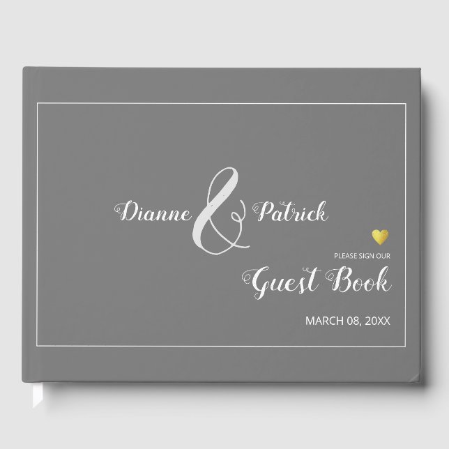 elegant gray sign our wedding guest book (Front)