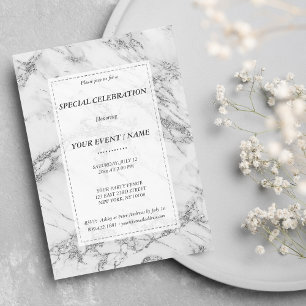 Elegant gray silver glitter marble Event Invitation