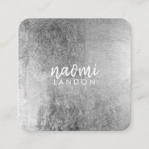 Elegant gray silver modern square minimalist white square business card
