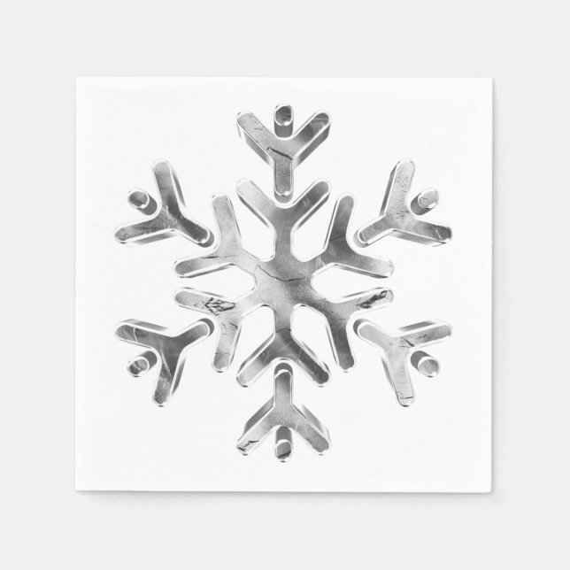 Elegant Gray Silver Snowflake Winter Party Napkins (Front)