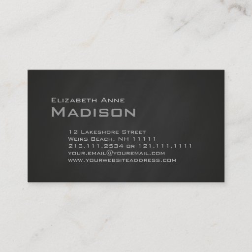 Customizable Elegant Gray Slate Chalkboard Monogram Classic Business Card Templates
