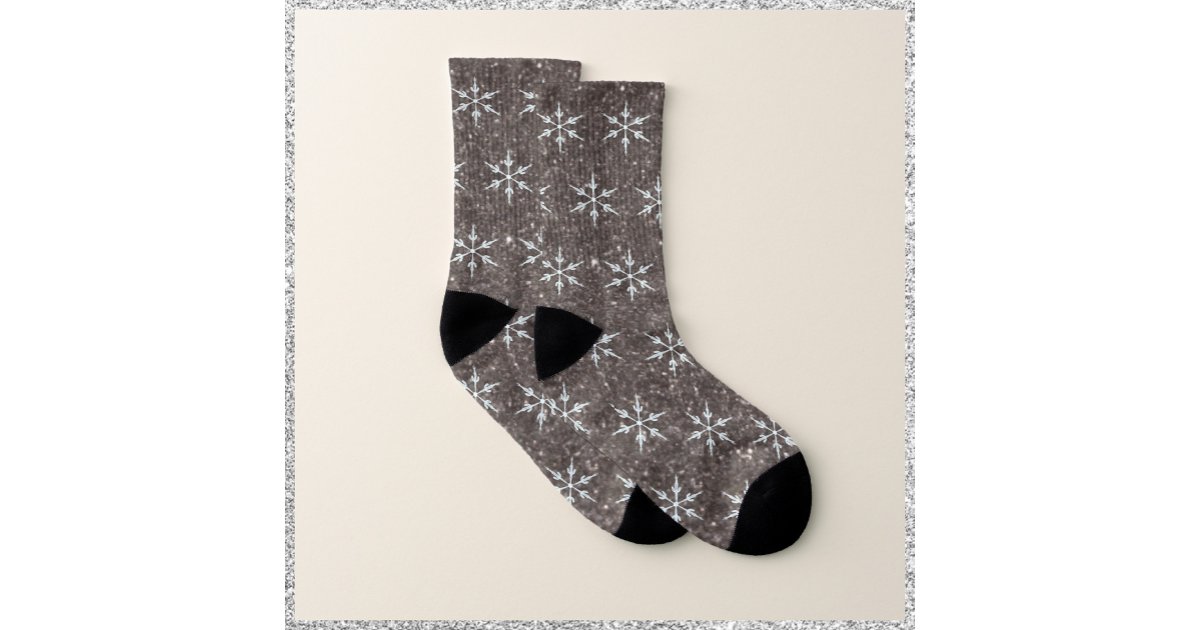 Elegant Gray Snowflake Pattern Socks | Zazzle