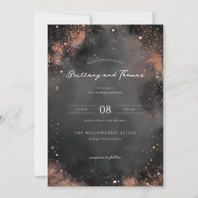 Elegant Gray Sparkling Wedding Invitations (Front)