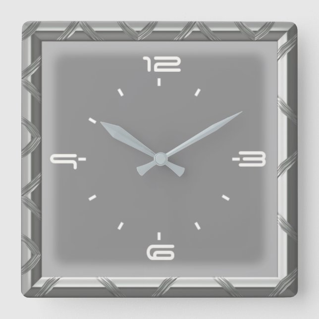 Elegant gray square wall clock (Front)