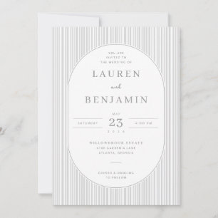 Elegant Gray Striped Wedding Invitation