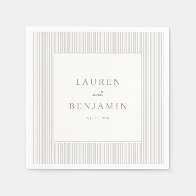 Elegant Gray Stripes Napkins (Front)
