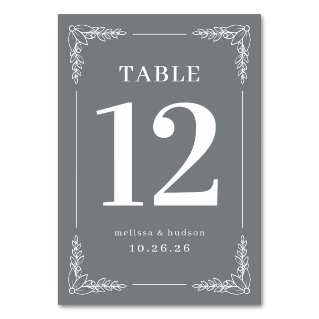 Elegant Gray Table Number (Front)