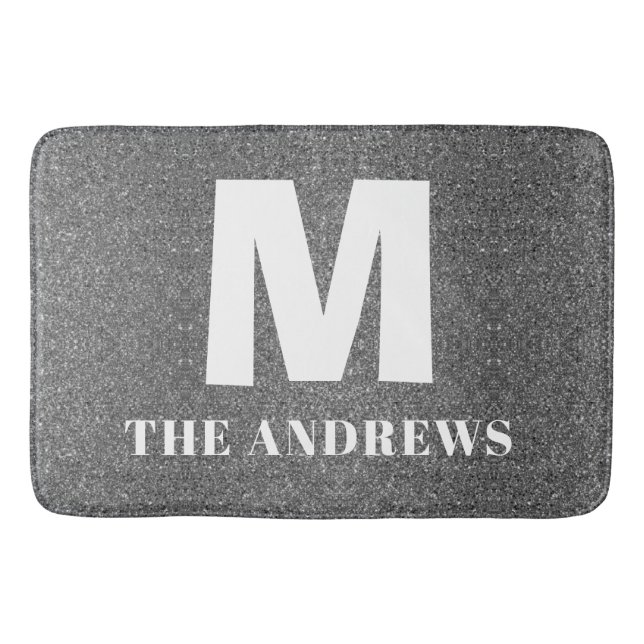 Elegant gray Tan Custom Monogram Initial  Doormat Bath Mat (Front)