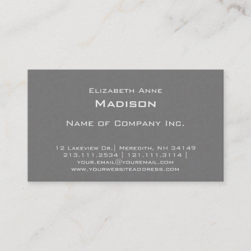 Elegant Gray Textured Monogram Centered Classic Business Card Template