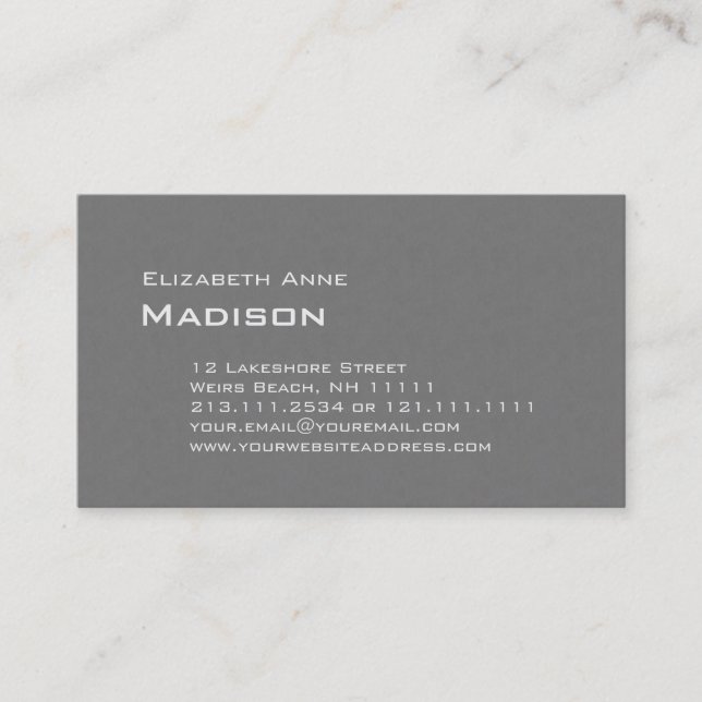 Elegant Gray Textured Monogram Classic Business Card (Front)