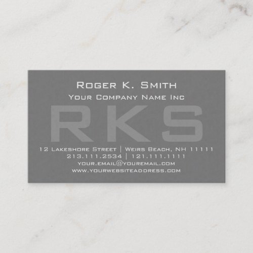 Elegant Gray Textured Monogram Classic Business Card Template