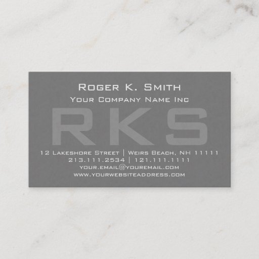 Customizable Elegant Gray Textured Monogram Classic Business Card Template