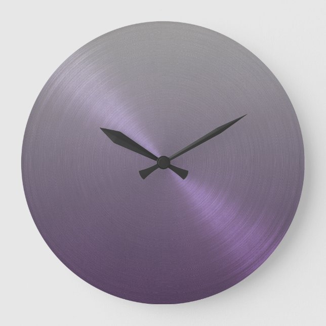 Elegant Gray to Purple Ombre Gradient Large Clock (Front)