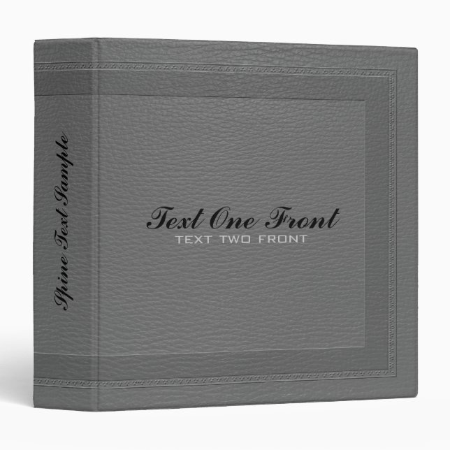 Elegant Gray Tones Fox Leather Pattern 3 Ring Binder (Front/Spine)