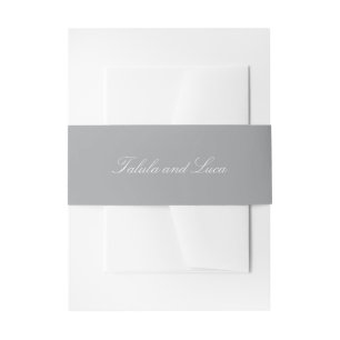 Elegant Gray Traditional Wedding Invitation Belly Band