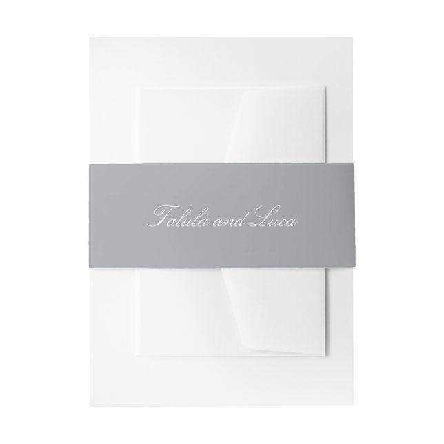 Elegant Gray Traditional Wedding Invitation Belly Band (Front Example)