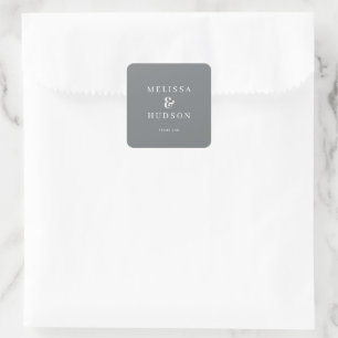 Elegant Gray Typographic Gratitude Square Sticker