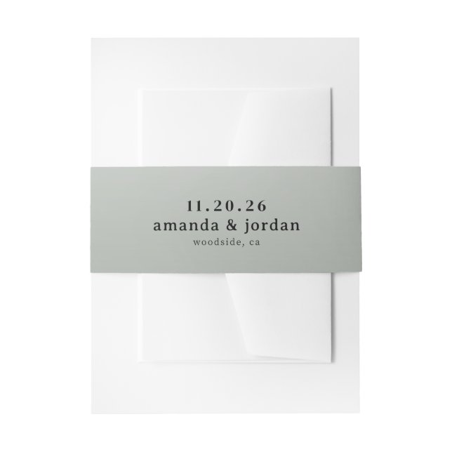 Elegant Gray Typographic Invitation Belly Band (Front Example)