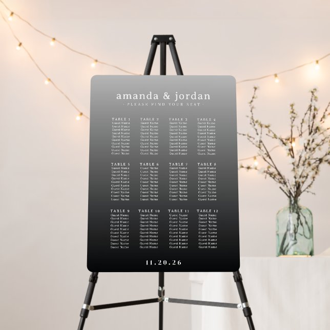 Elegant Gray Typographic Seating Chart Foam Board (In Situ (Stand))