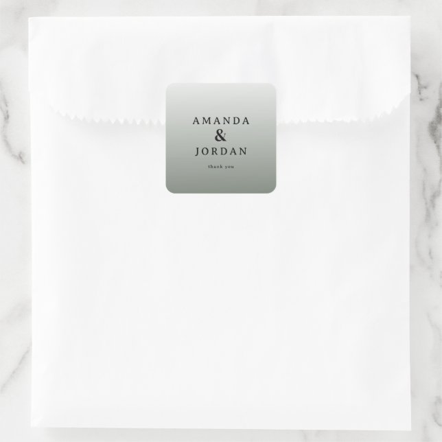Elegant Gray Typographic Thank You Square Sticker (Bag)