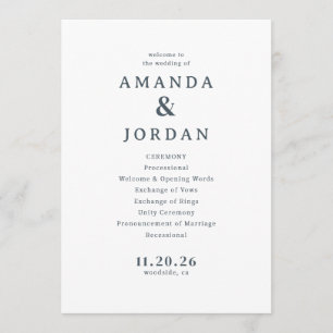 Elegant Gray Typographic Wedding Program