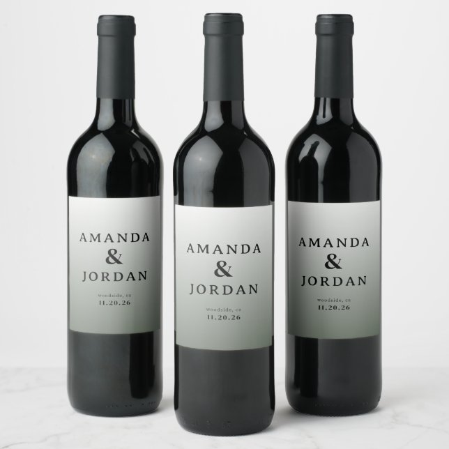 Elegant Gray Typographic Wine Label (Bottles)