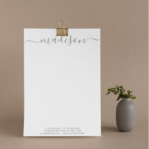 Elegant Gray Typography Name Script Mail Letterhead