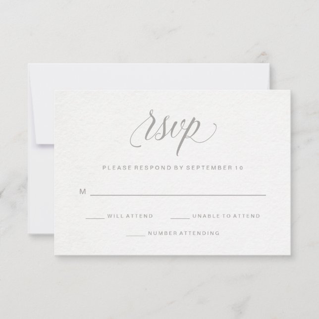 Elegant Gray Typography on Watercolor Paper RSVP (Front)