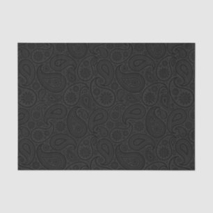Elegant Gray Vintage Paisley Black Background 2 Tissue Paper