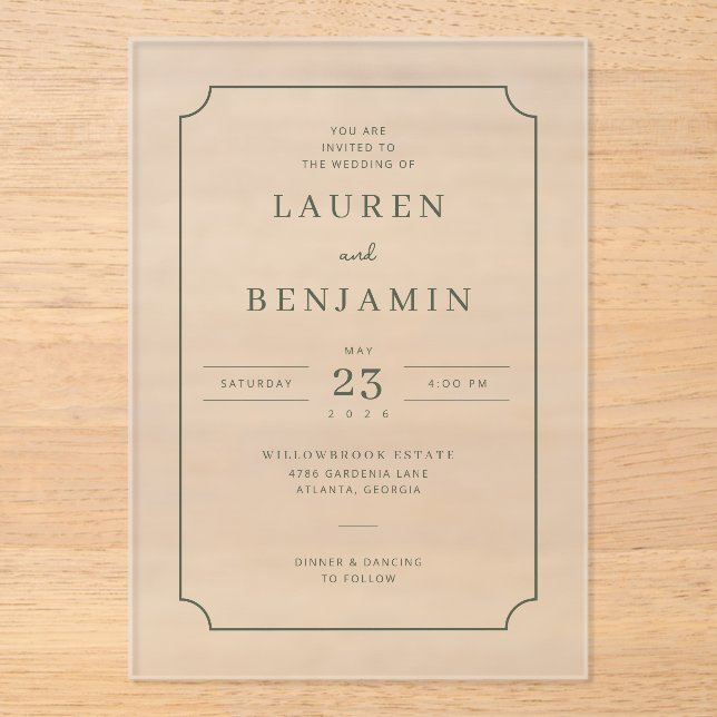 Elegant Gray Vintage Wedding Invitation (Front)