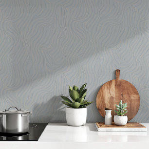 Elegant Gray Wallpaper Abstract Waves Peel & Stick
