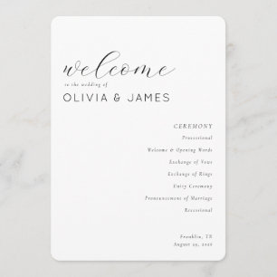 Elegant Gray Wedding Ceremony Schedule Program