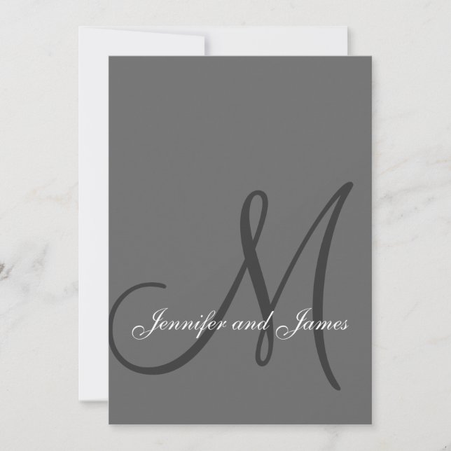 Elegant Gray Wedding Invitations Initial (Front)