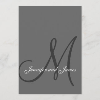 Elegant Gray Wedding Invitations Initial