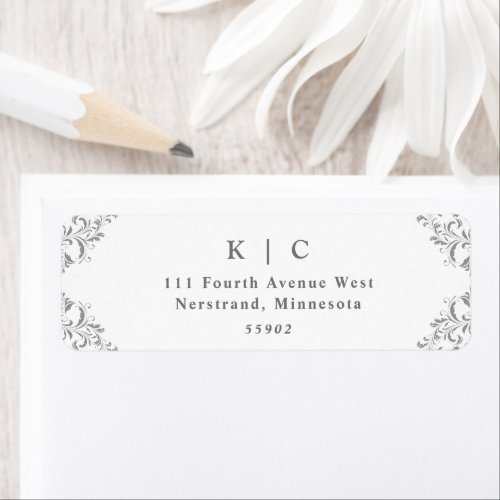 Elegant Gray Wedding Return Address Label