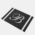 Elegant Gray White And Black Monogram Doormat at Zazzle