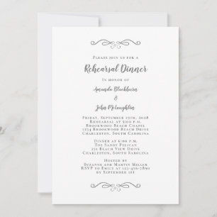 Elegant Gray & White Chic Wedding Rehearsal Dinner Invitation