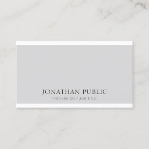 Elegant Gray White Clean Trendy Modern Plain Business Card