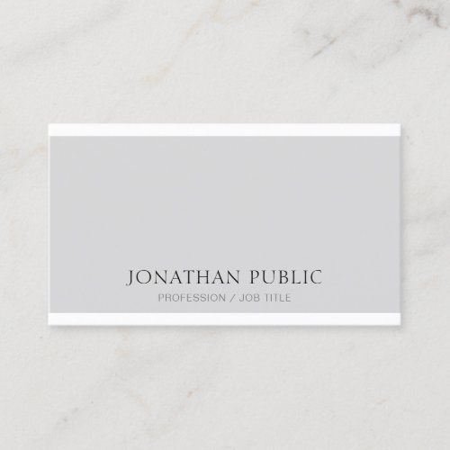 Elegant Gray White Clean Trendy Modern Plain Business Card