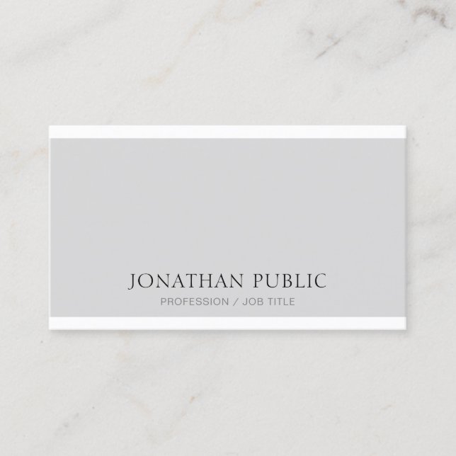 Elegant Gray White Clean Trendy Modern Plain Business Card (Front)