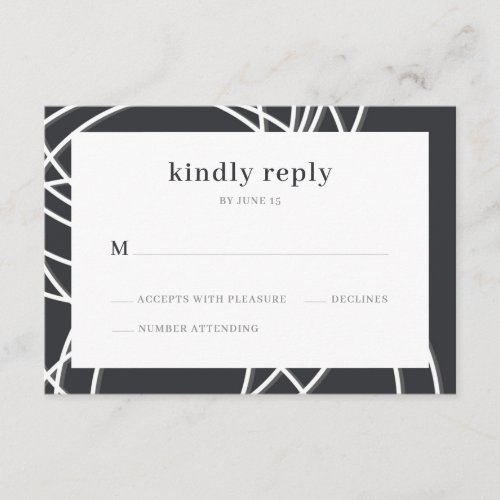 Elegant Gray White Custom Name Wedding RSVP Enclosure Card