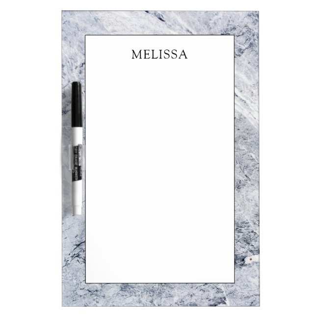 Elegant gray white marble stone personalized dry e dry erase board (Front)