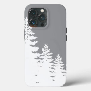 Elegant gray white pine tree silhouette       iPhone 13 pro case